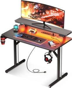 31 Inch Computer Desk Gaming Table with Monitor Shelf