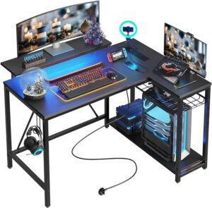 Bestier Small Gaming Desk with Power Outlets