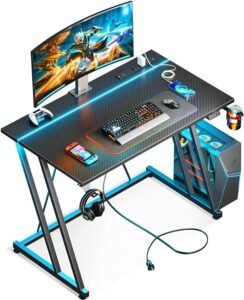 MOTPK Small Gaming Desk with LED Lights